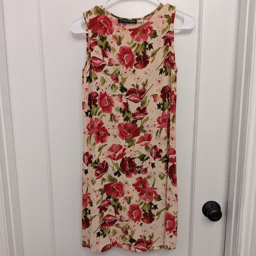 Cinnamon Girl Hawaiian Floral Print Mini Dress Small Tropical Resort Travel USA